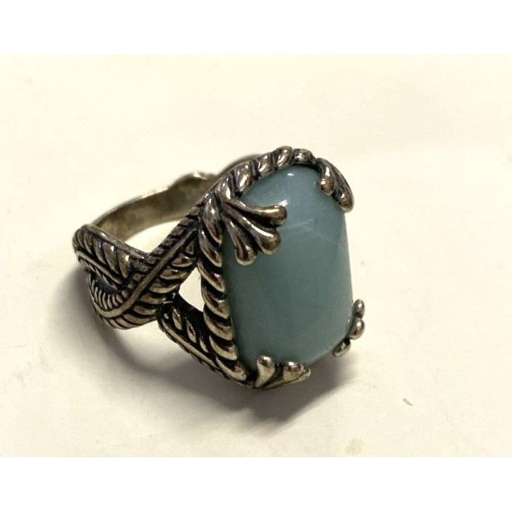 Carolyn Pollack Relios Sterling Silver Blue Signed Rect Amazonite Ring 9 Vintage